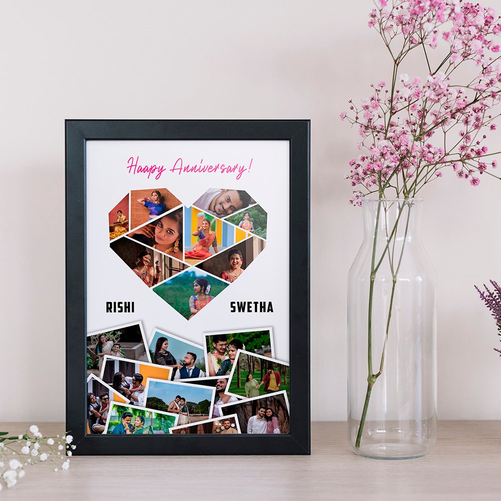 Personalized Heart Shape Anniversary Photo Collage Frame