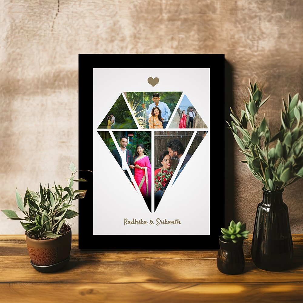Personalized Diamond Shape Couple Photo Frame