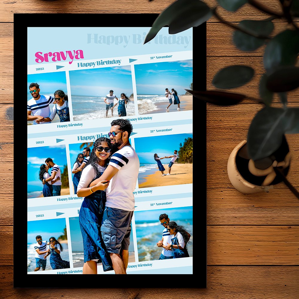 Personalized Birthday Couple Photo Collage Frame