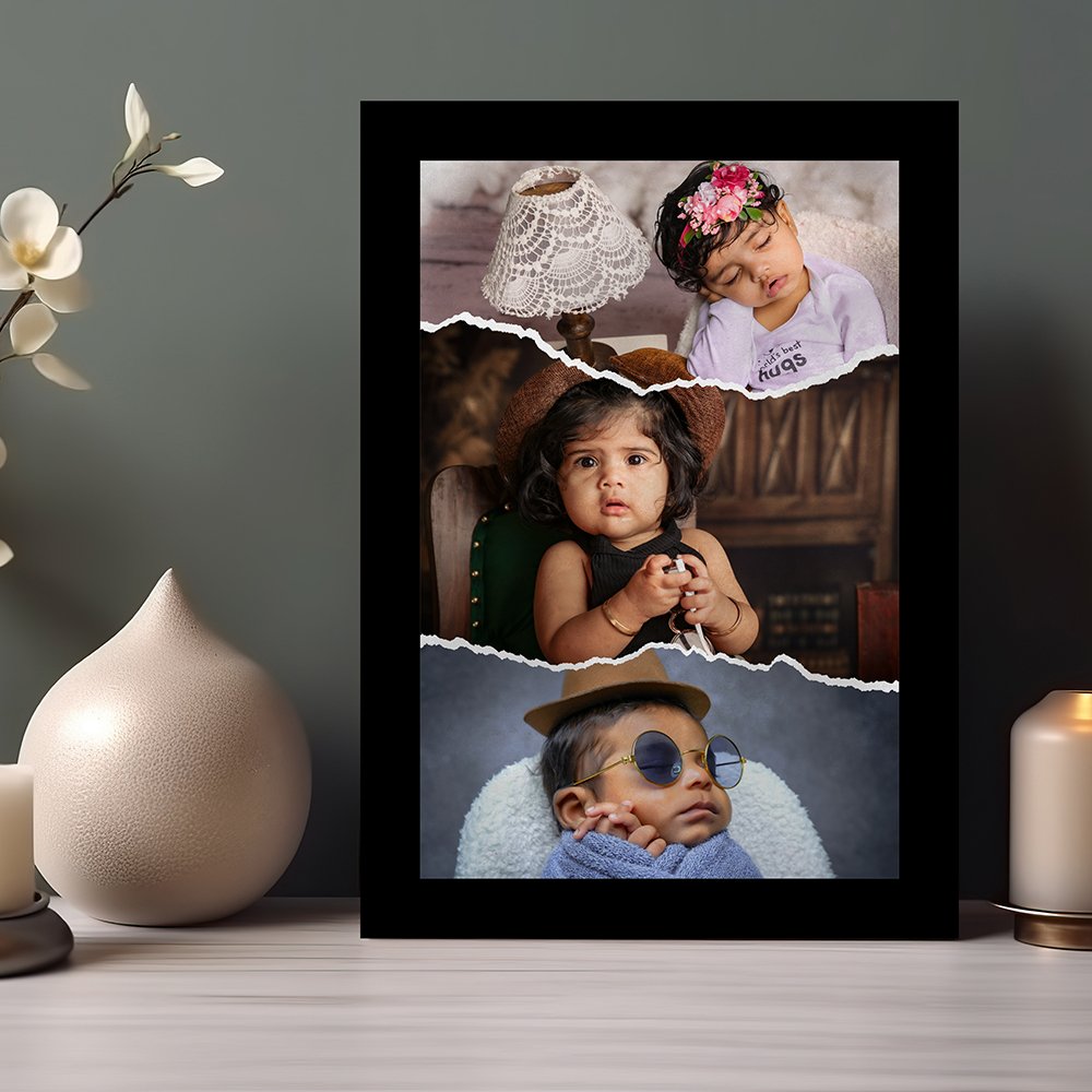 Personalized Baby Torn Paper Photo Collage Frame