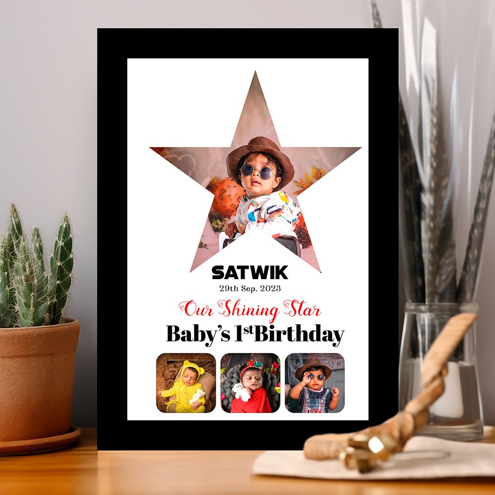 Personalized Baby’s 1st Birthday Star Photo Frame