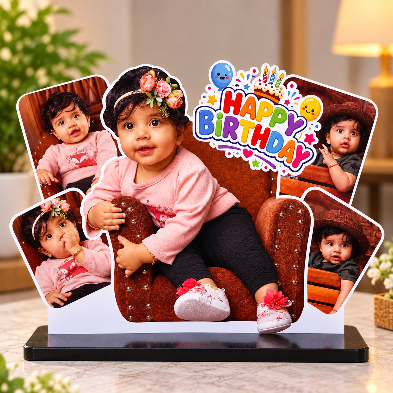 Personalized 5-Photo Birthday MDF Cutout