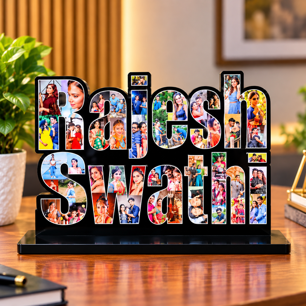 Personalized Photo Collage Name Stand