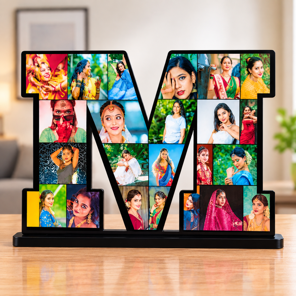 personalized M-shaped photo collage stand