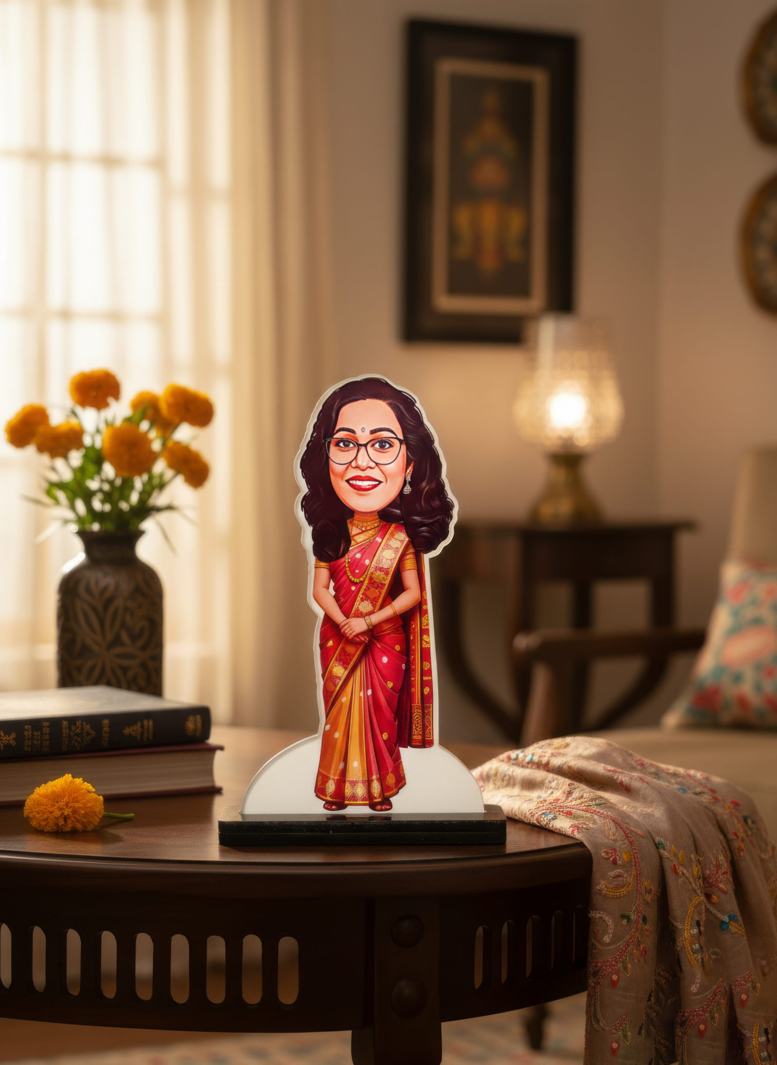 Custom Traditional Woman Caricature Acrylic Stand