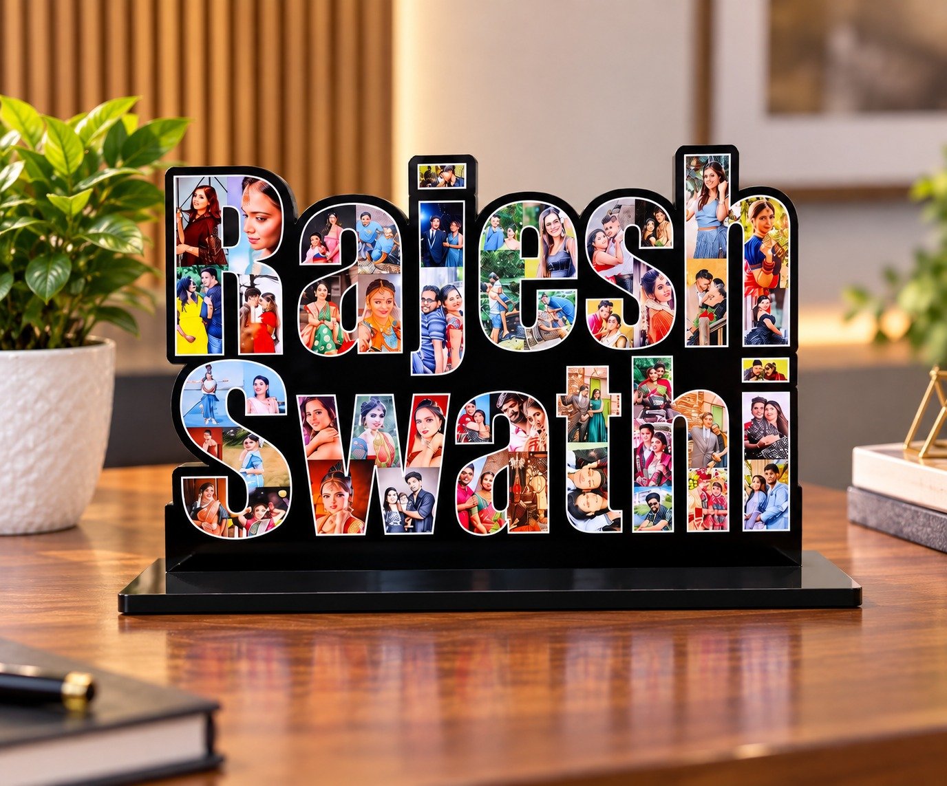 Personalized Photo Collage Name Stand