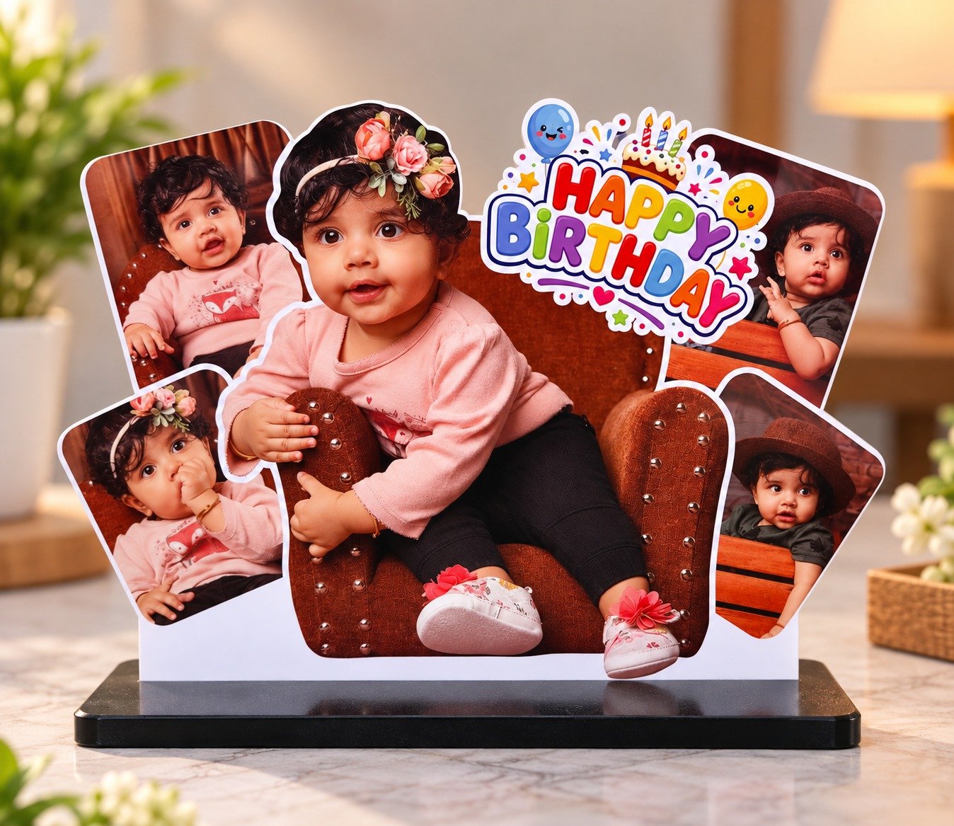 Personalized 5-Photo Birthday MDF Cutout