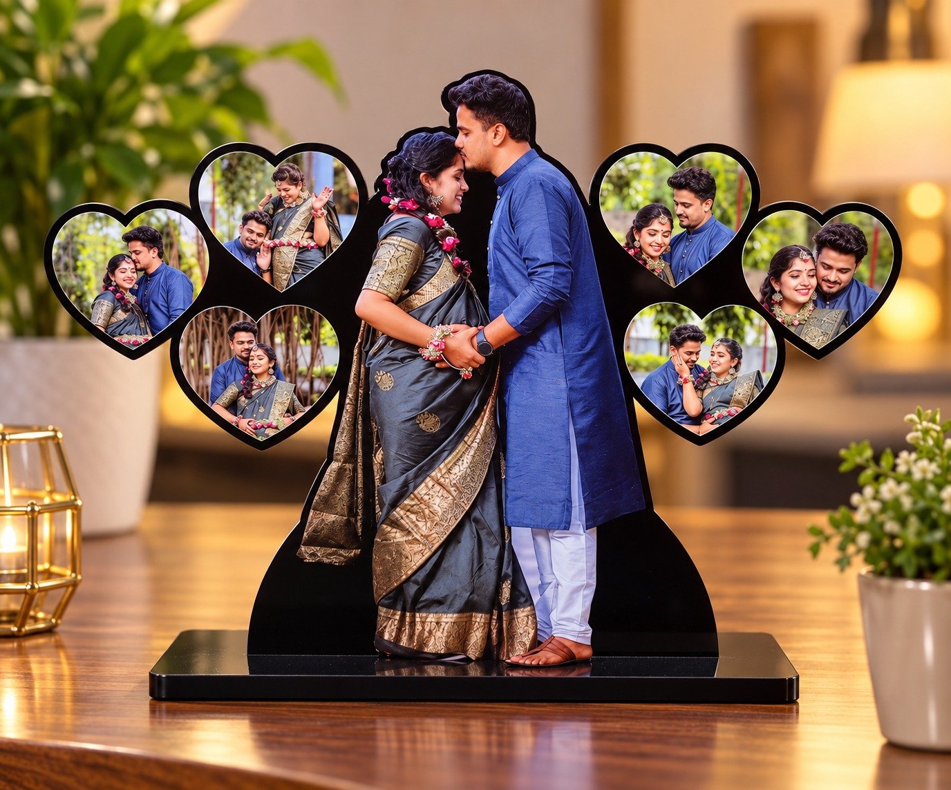 Personalized 7-Photo Heart Wooden Cutout